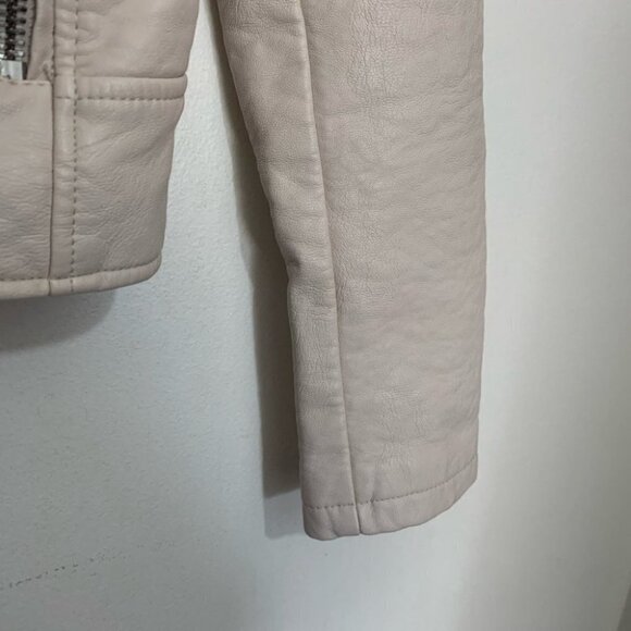 FOREVER 21 cream neutral stone Moto jacket faux leather - Picture 2 of 7